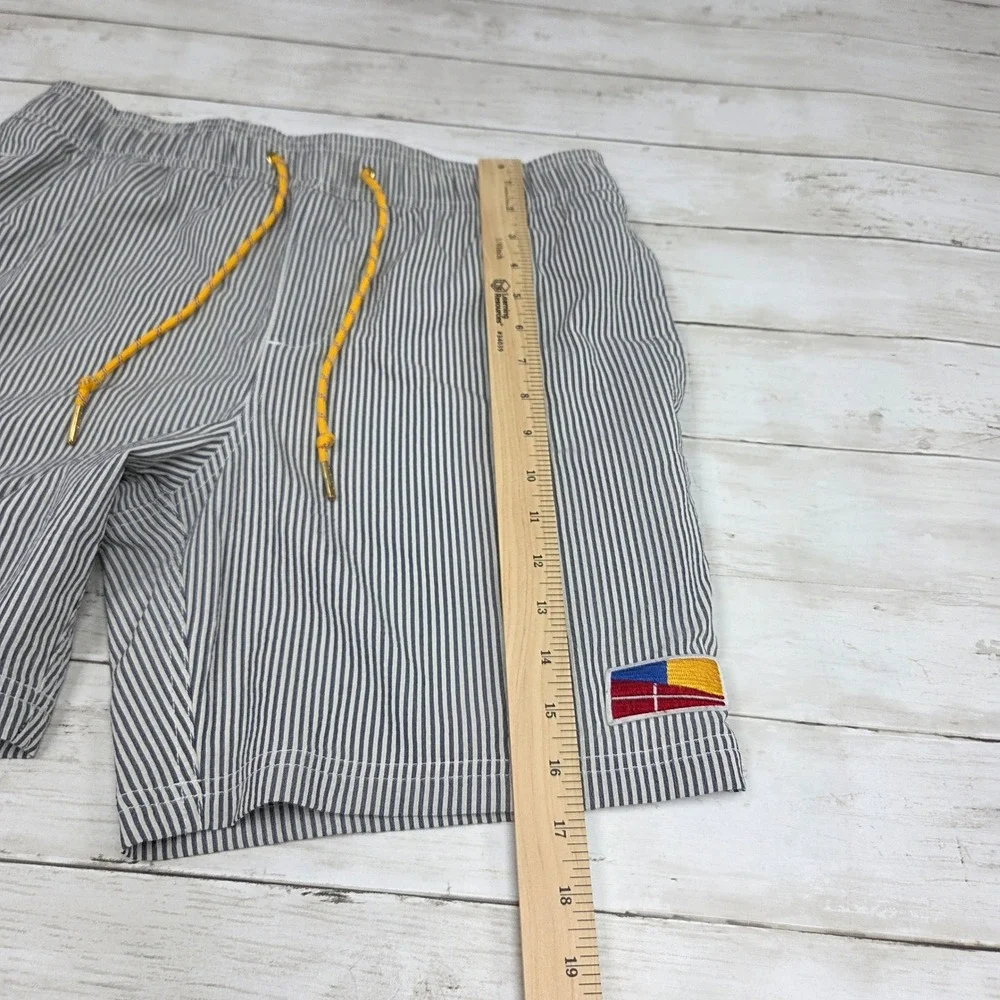 Five Four‎ Swim Trunks Mens 31 Blue White Striped Modern Mesh Lined Drawstring